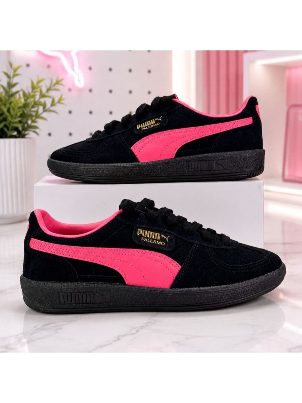 PUMA Palermo Lace Up Mens Size 5.5 Black Sneakers Casual Shoes 39646326